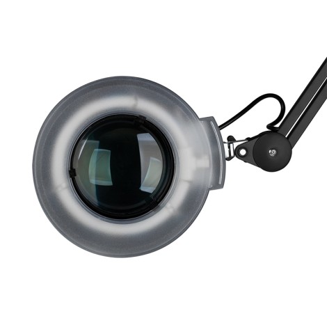 Lámpara lupa LED S5 con trípode negro — vista superior
