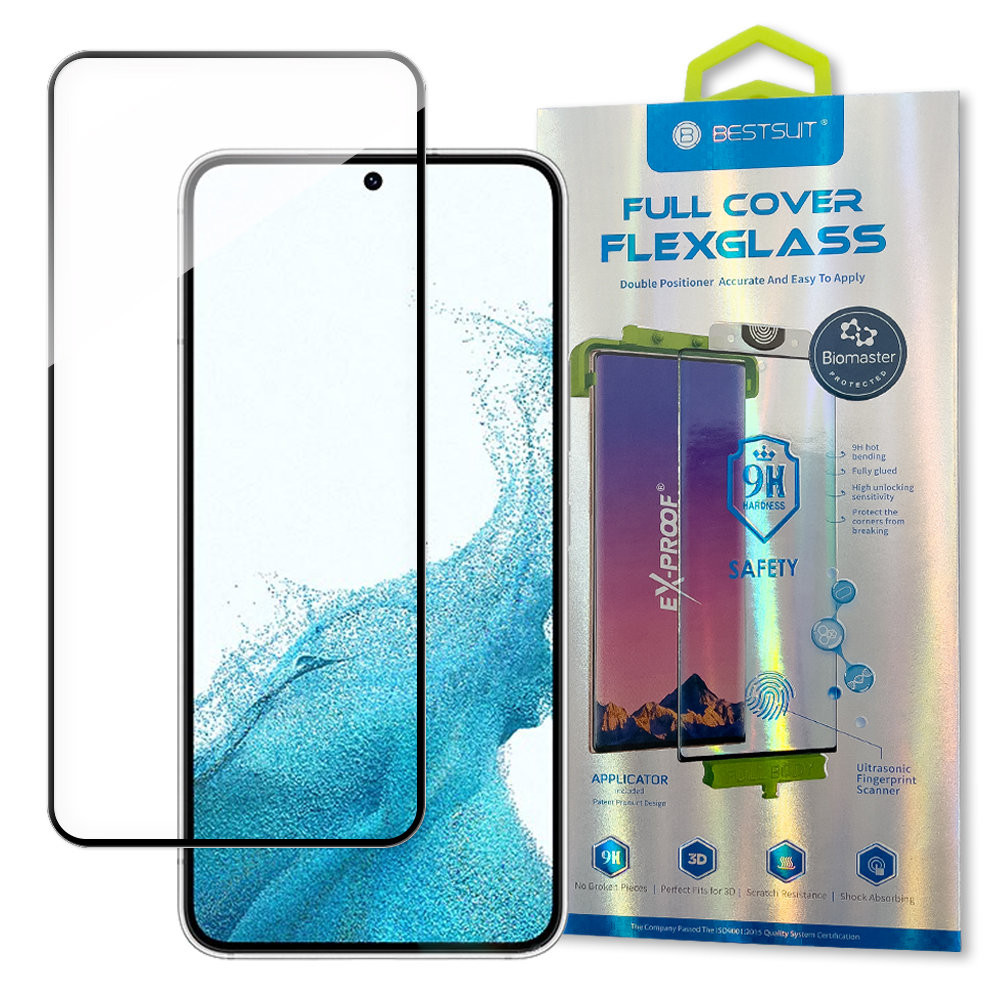 Steklena folija kaljeno steklo na celotnem zaslonu z Samsung Galaxy S22 Prozorni okvir