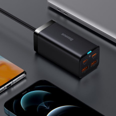 Rápido Universal Gan 2x USB-C 2X USB 100W QC 4,0+ Capítulo Preto AFC