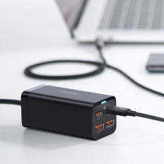 Rápido Universal Gan 2x USB-C 2X USB 100W QC 4,0+ Capítulo Preto AFC
