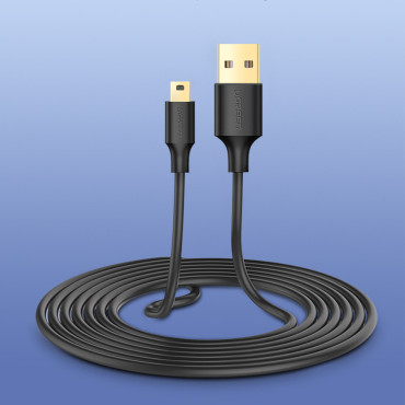 Kabeļu USB kabelis - mini USB 5-pin zelta pārklājums 0.5m Black