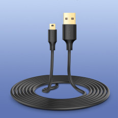 Kaabel USB-kaabel - mini USB 5-pin kullatud 0.5m must