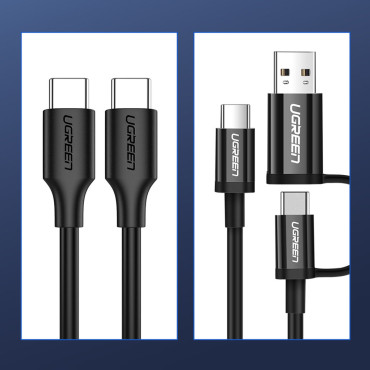 Kaapeli USB-C-kaapeli lataus- ja tiedonsiirtoon 3A 0.5m musta