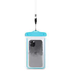 Caso impermeável para telefone PVC com uma coleira ao ar livre - azul