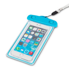 Waterproof case for PVC telephone with a leash outdoor - blue