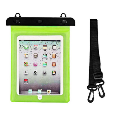 Funda impermeable en la tableta PVC con correa al aire libre ajustable - verde