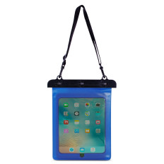Custodia impermeabile per tablet in PVC con esterna regolabile - cinturino blu