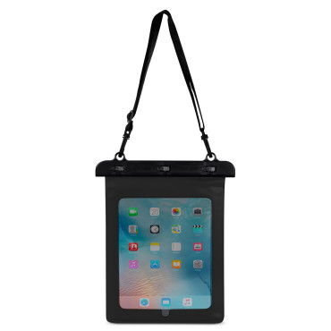 Caso impermeável para tablet PVC com pulseira ao ar livre ajustável - preto