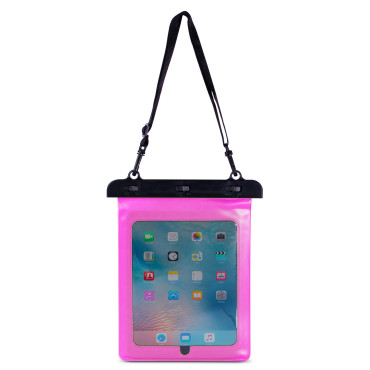 Αδιάβροχη θήκη για PVC Tablet με ρυθμιζόμενο εξωτερικό λουράκι - Ροζ