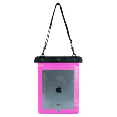 Custodia impermeabile per tablet in PVC con cinturino esterno regolabile - rosa