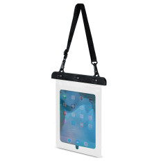 Étui imperméable pour tablette PVC avec bracelet extérieur réglable - Blanc