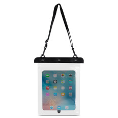 Étui imperméable pour tablette PVC avec bracelet extérieur réglable - Blanc