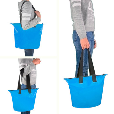 Borsa da spiaggia PVC impermeabile con braccia sulla spalla 11l - blu