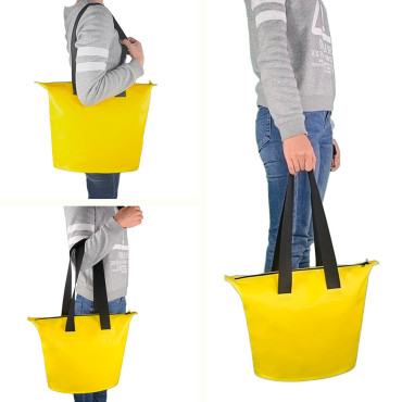 Bolsa de praia impermeável PVC com braços no ombro 11l - amarelo