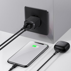 Kompakts 2x USB 10.5W Black lādētājs
