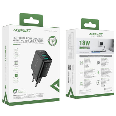 Gan 2x USB 18W QC 3.0 AFC FCP Črno poglavje
