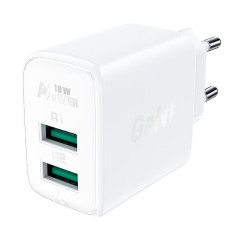 Gan 2x USB 18W QC 3.0 AFC FCP GAND BIANCO