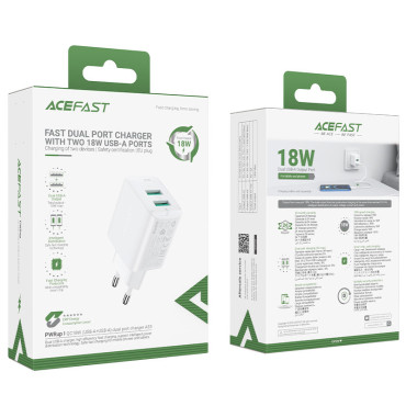 GAN 2X USB 18W QC 3.0 AFC FCP Gand White