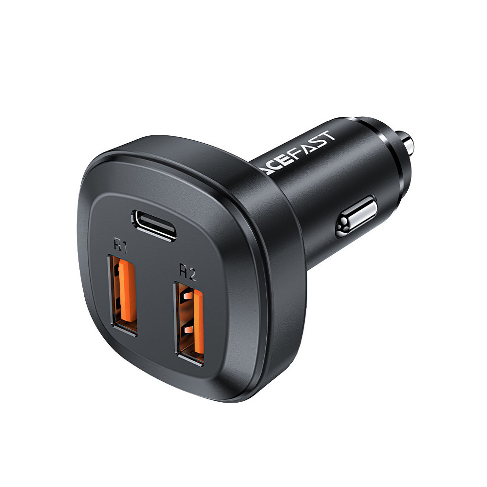 Carregador de carro 2x USB 1x USB-C 66W POWER ENTREGA QC 4.0 Preto