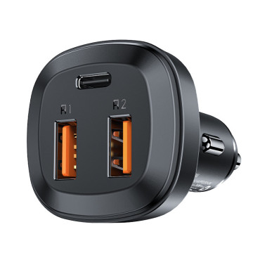 Carregador de carro 2x USB 1x USB-C 66W POWER ENTREGA QC 4.0 Preto