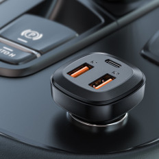 Carregador de carro 2x USB 1x USB-C 66W POWER ENTREGA QC 4.0 Preto