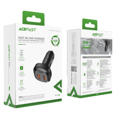 Carregador de carro 2x USB 1x USB-C 66W POWER ENTREGA QC 4.0 Preto