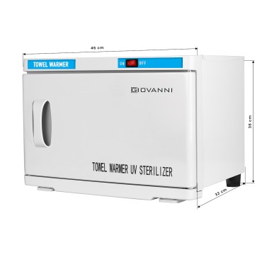 Calentador de toallas con esterilizador UV-C de 16L blanco — vista frontal