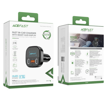 Billaddare med 2x USB-C 1X Display USB 101W Power Delivery QC 4.0 Svart