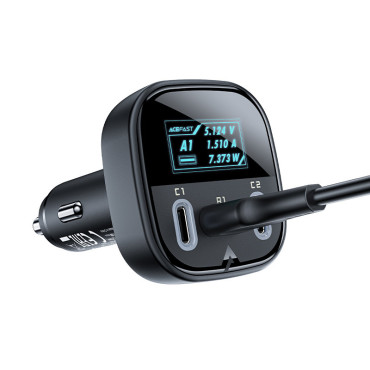 Billaddare med 2x USB-C 1X Display USB 101W Power Delivery QC 4.0 Svart