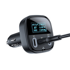 Billaddare med 2x USB-C 1X Display USB 101W Power Delivery QC 4.0 Svart