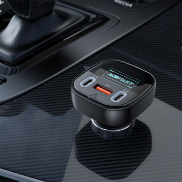 Automobilis įkroviklis su 2x USB-C 1X ekrano USB 101W maitinimo pristatymo QC 4.0 juoda