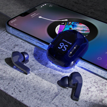Följande hörlurar Trådlös TWS Bluetooth Blue