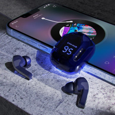 Följande hörlurar Trådlös TWS Bluetooth Blue