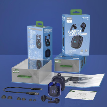 Följande hörlurar Trådlös TWS Bluetooth Blue