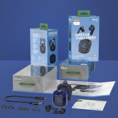 Följande hörlurar Trådlös TWS Bluetooth Blue