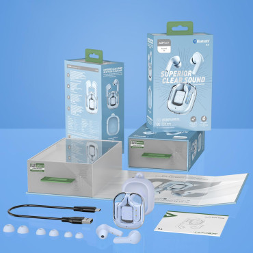 Seguendo le cuffie senza fili TWS Bluetooth azzurro Bluetooth