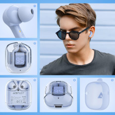 Po slušalkah Wireless TWS Bluetooth svetlo modra