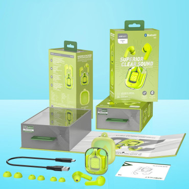 Nosilne brezžične slušalke TWS Bluetooth Green