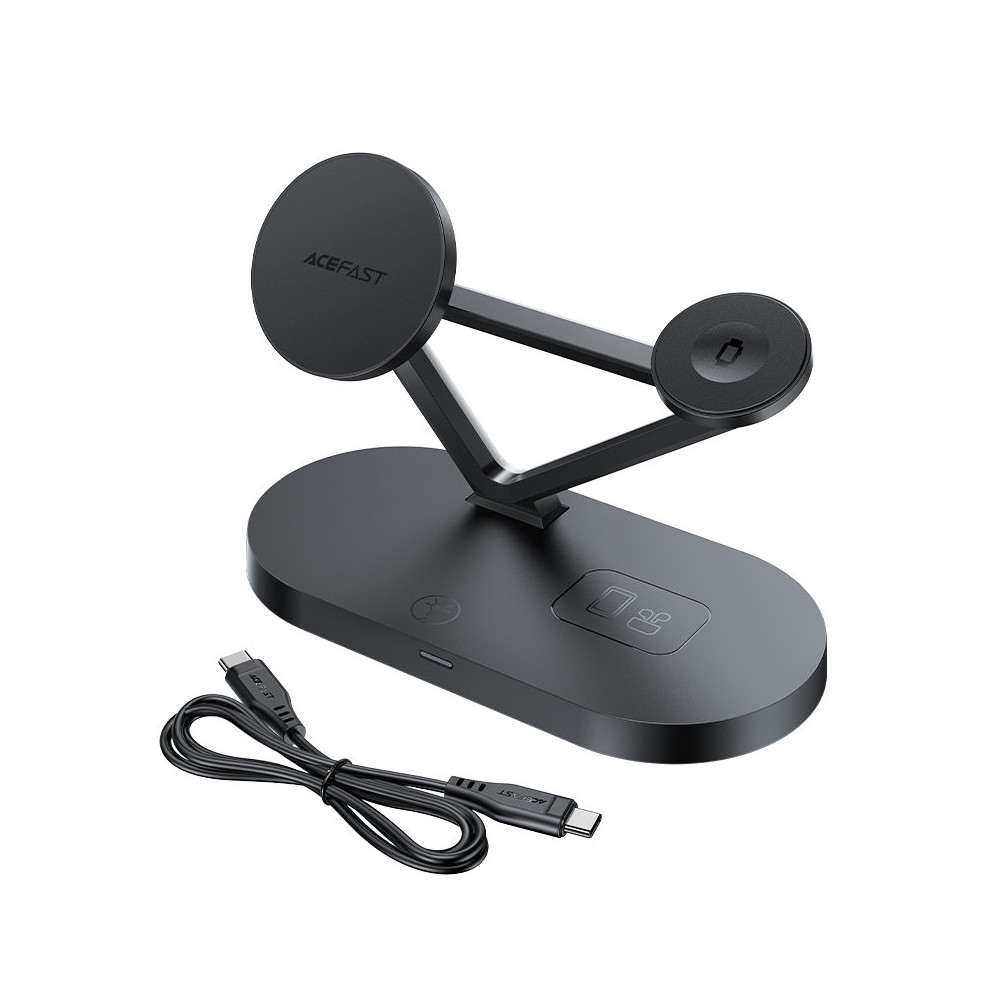 3in1 Qi 15W carregador sem fio e suporte do iPhone Apple Assista e Airpods Preto