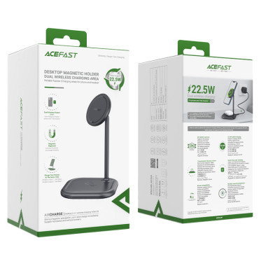 2in1 Qi 15W bezvadu lādētājs un stends stends iPhone un Apple AirPods E6 melns