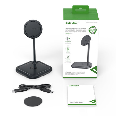 2in1 qi 15w vezeték nélküli töltő és állvány állvány iPhone és Apple Airpods E6 fekete