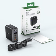 Rýchle GAN 3X USB-C 1X USB-A Sieťová nabíjačka + USB-C 100W 2M UhLový kábel čierny