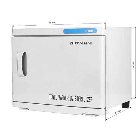 Calentador de toallas con esterilizador UV-C 23L blanco — vista frontal