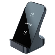 Carregador de indução sem fio Qi 15W + STAND para um suporte de telefone cinza