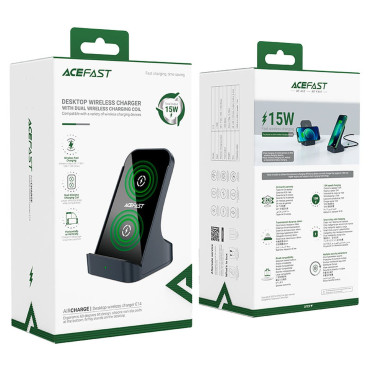 Carregador de indução sem fio Qi 15W + STAND para um suporte de telefone cinza