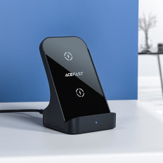Carregador de indução sem fio Qi 15W + STAND para um suporte de telefone cinza