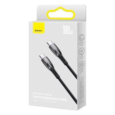 Kabel Snabb Laddningskabel Glimmer Series USB-C 480MB / S PD 100W 2M Svart