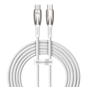 Kabelis ātri uzlādes vads Glimmer Series USB-C 480MB / s PD 100W 2m balts