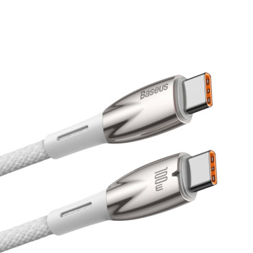 Kabelis ātri uzlādes vads Glimmer Series USB-C 480MB / s PD 100W 2m balts