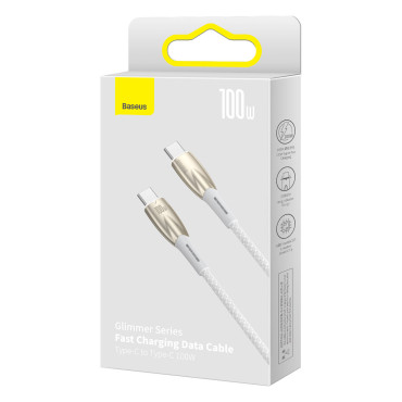 Kabelis ātri uzlādes vads Glimmer Series USB-C 480MB / s PD 100W 2m balts